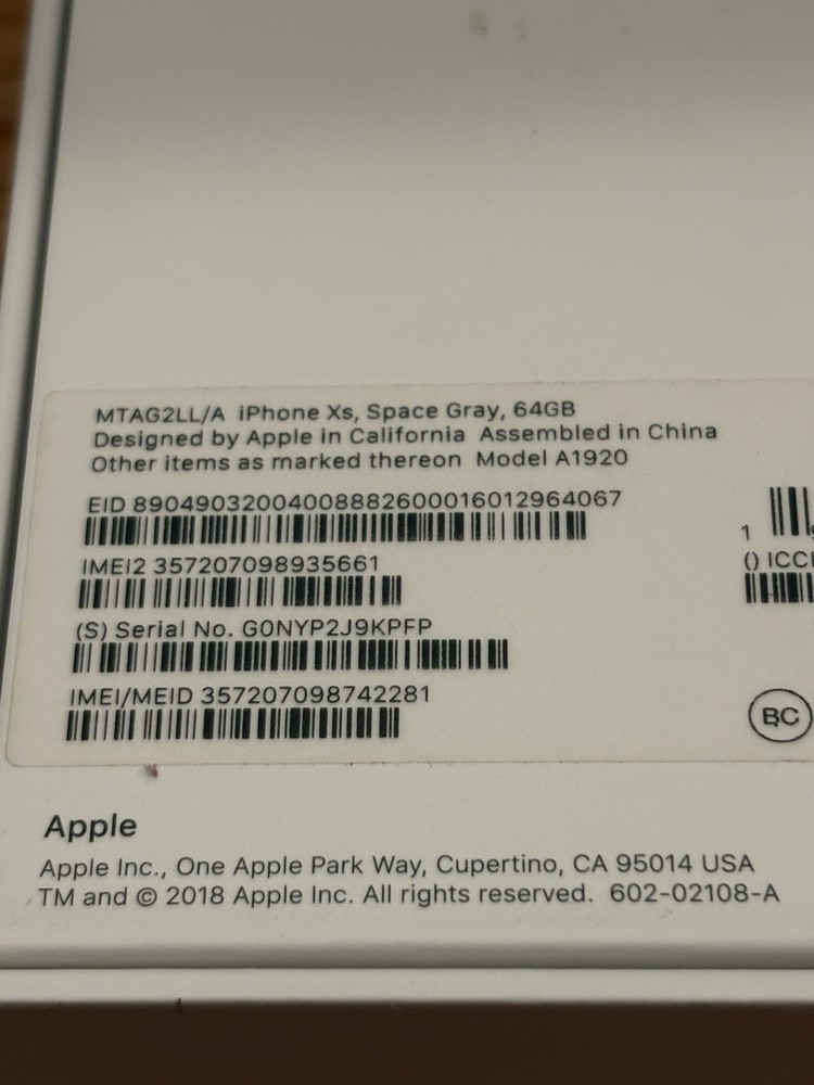 Apple iPhone XS Max Space Gray 64GB BOX ONLY EMPTY BOX