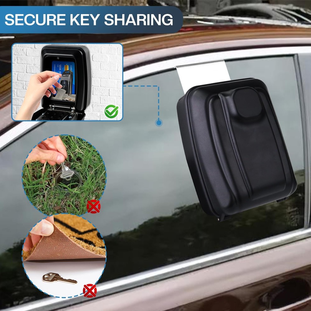 Secure Key Storage Solution - Lock Box Protects Your Keys, Fits Car Windows, ...
