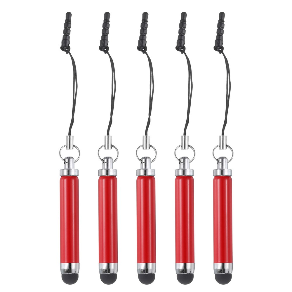 5pcs Metallic Stylus Pen Retractable Capacitive Pens, Red