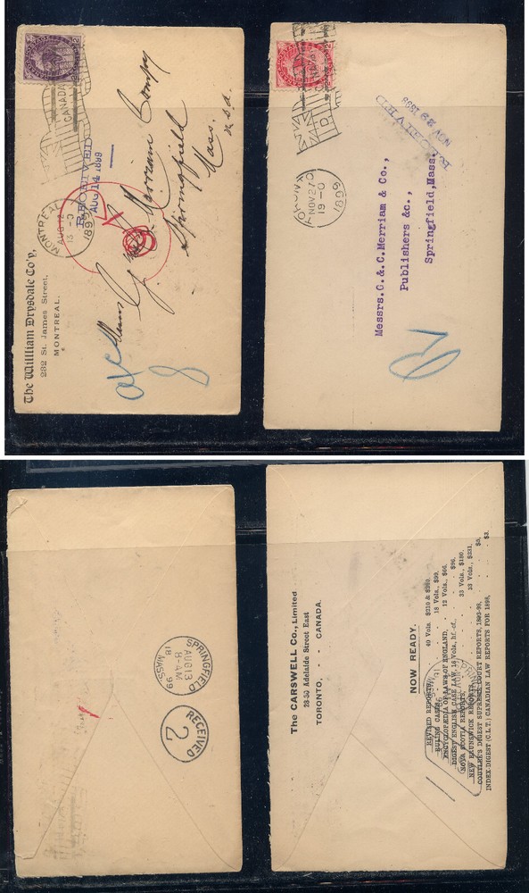 Canada  2  ad  covers,  flag  cancels