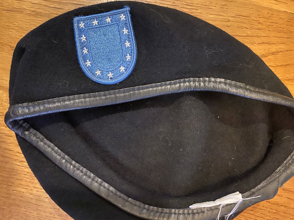US Army Black Wool Beret, 21” Circumference, Preowned