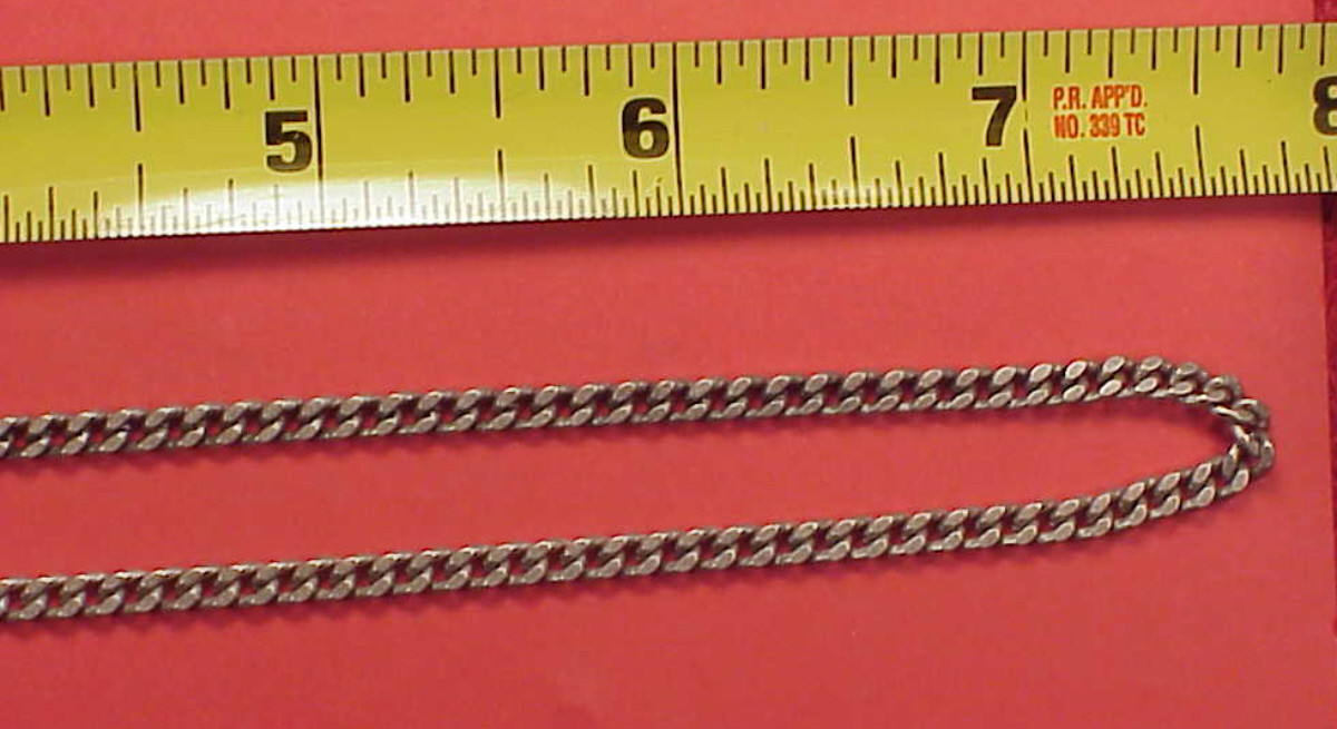 Vintage Antique Silver PLated Fine Curb Link Mans Pocket Watch Chain 14 inch
