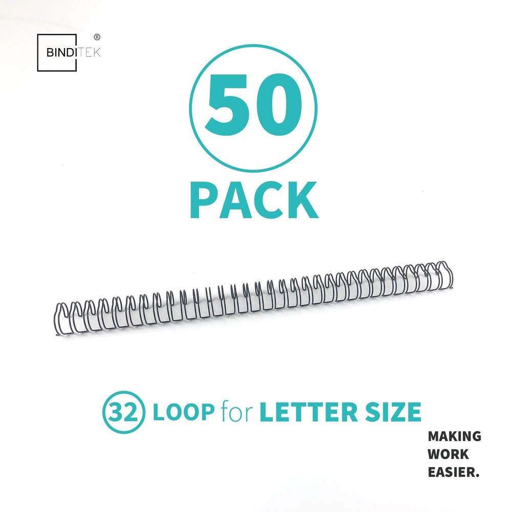 50 Pack 1/2 Inch Double Loop Binding Wires Spiral Notebook Maker, 3:1 Pitch