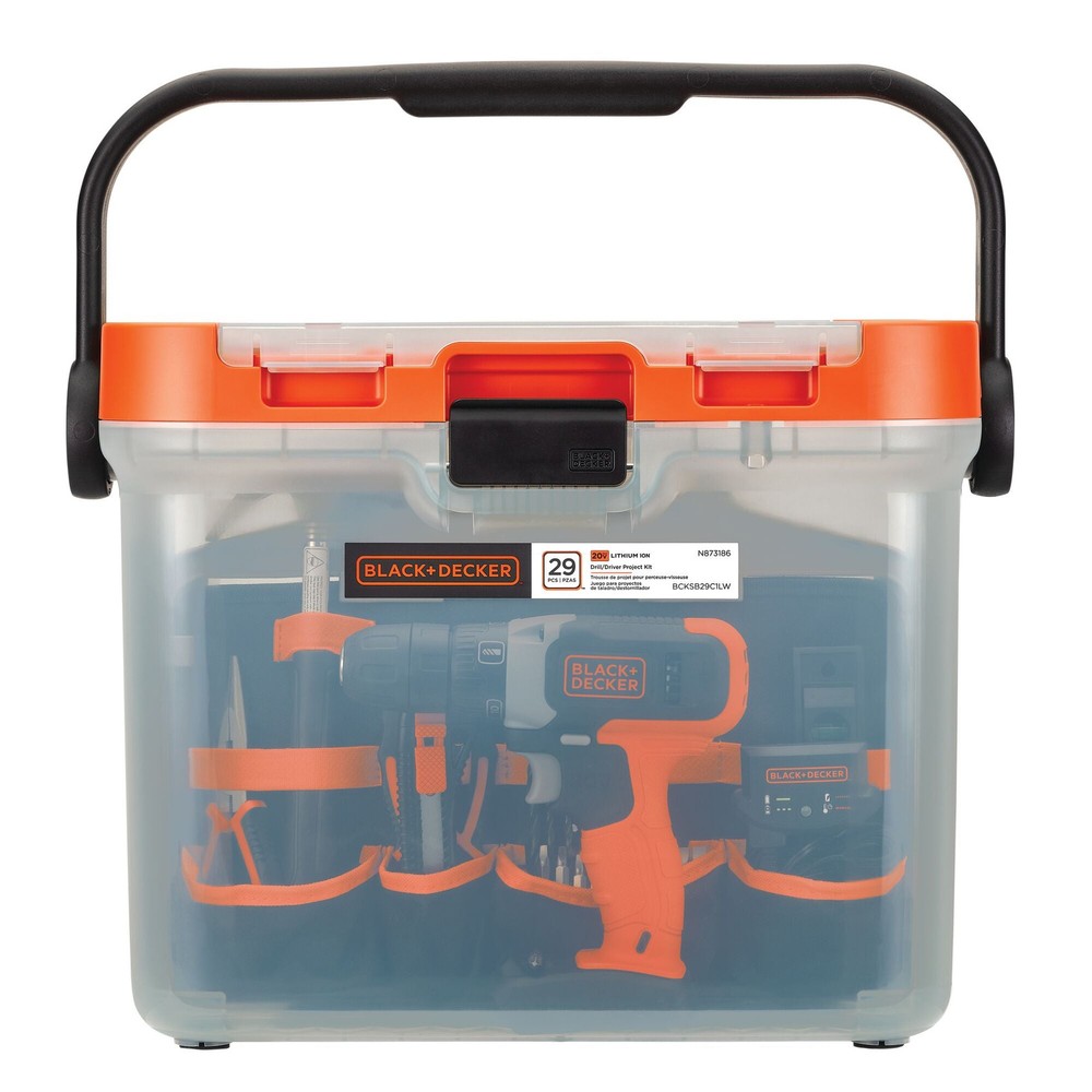 BLACK+DECKER 20v 29PC PK in Translucent Tool Box - BCKSB29C1