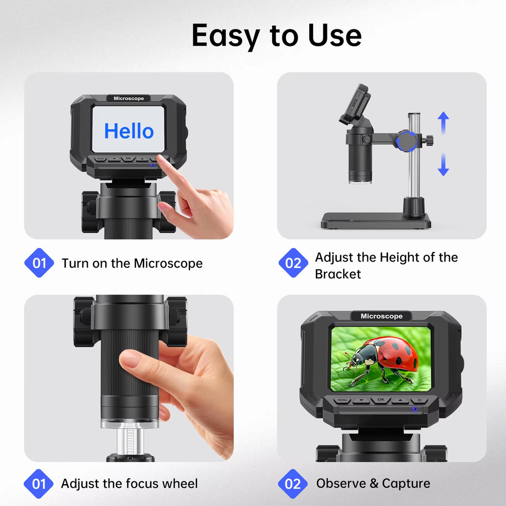 Digital Microscope 2.4inch USB Microscope for Electronic, Edcation, Repair, Coin