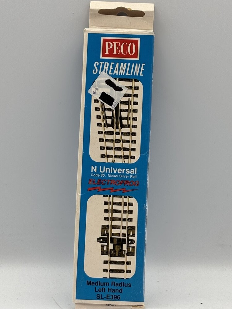 Peco SL-E396 N Code 80 12º 18" Radius Left Hand Switch Turnout