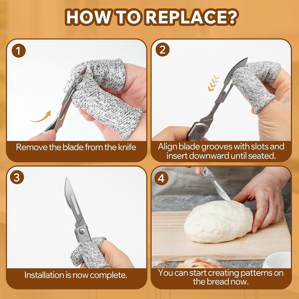 Folding Bread Lame with Replaceable Carbon Steel Blades - Perfect for Creatives