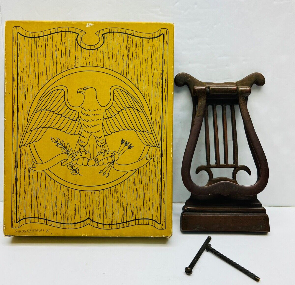 vintage solid brass door knocker harp instrument with screws