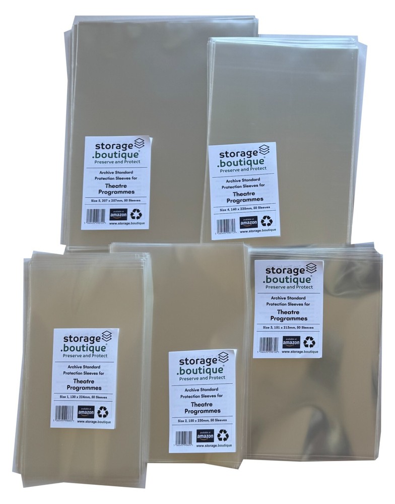 THEATRE Programme Protection Sleeves, Archive Standard, Multiple Sizes Post FREE