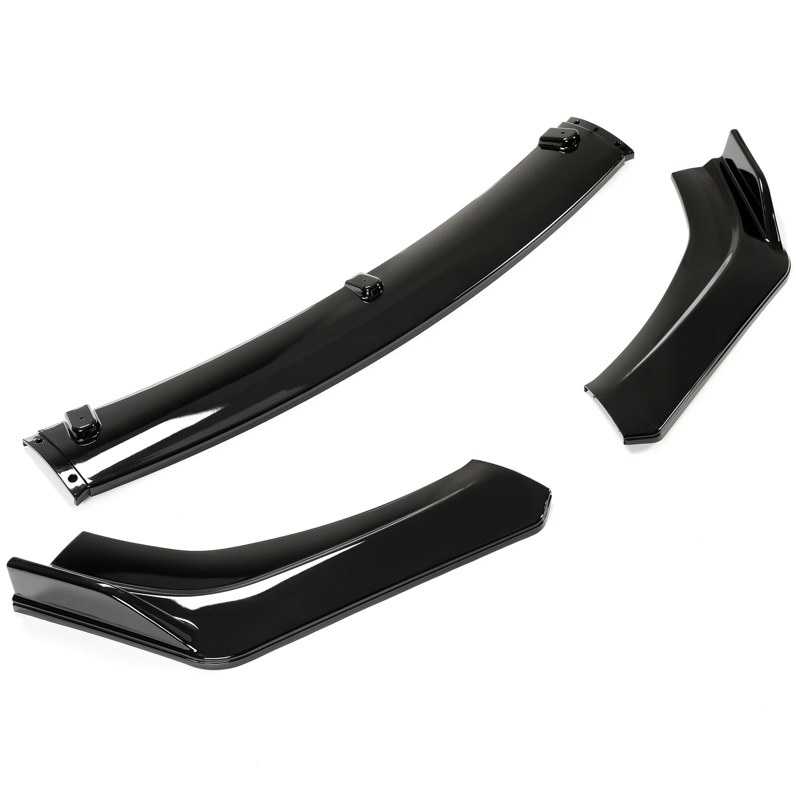 For 2016-2021 Honda Civic Glossy Black Front Bumper Body Kit Spoiler Lip 3PCS