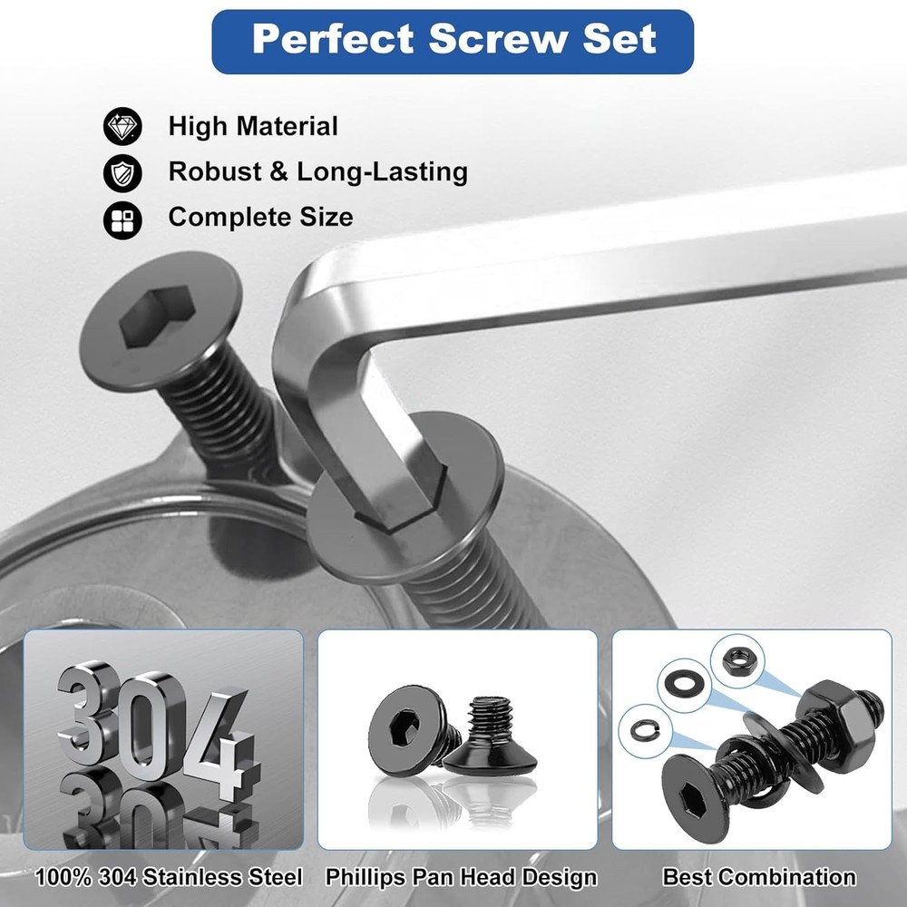 M3 M4 M5 M6 Flat Head Hex Socket Cap Screws Bolts Nuts & Washers Assortment Kit