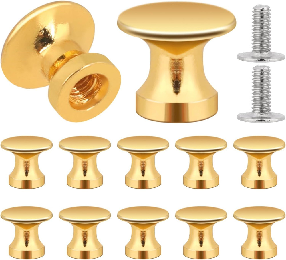 12Pcs Small Knobs For Jewelry Box Gold Small Cabinet Knobs 1/2 Inch Mini Drawer
