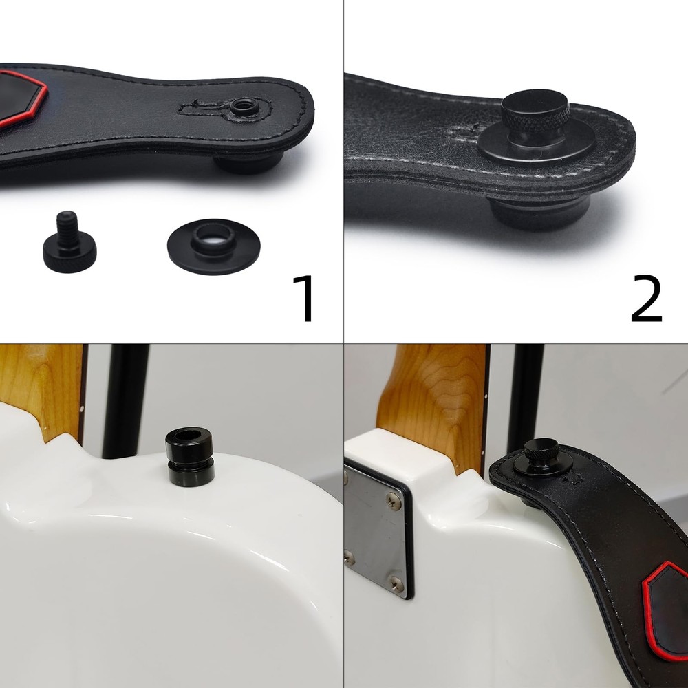 2PCS Guitar Flat Head Strap Button Metal Chrome for