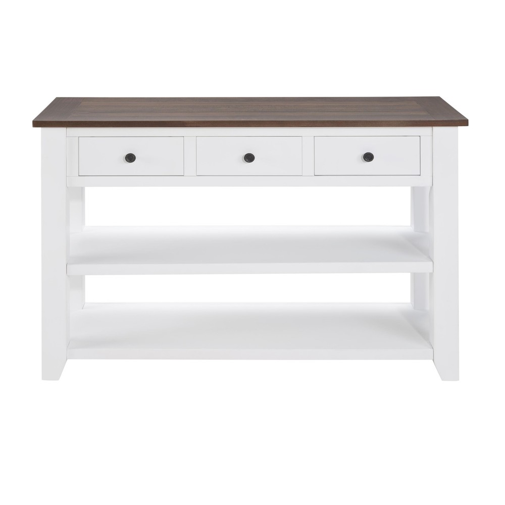 Vintage Style Console Table 2 Open Shelves | Solid Pine Wood Entryway Hall Table