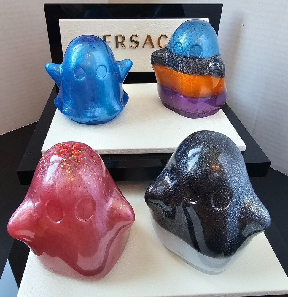 Decorative Ghost Handmade with Epoxy Resin, Multiple Colors. OOAK. Halloween dec
