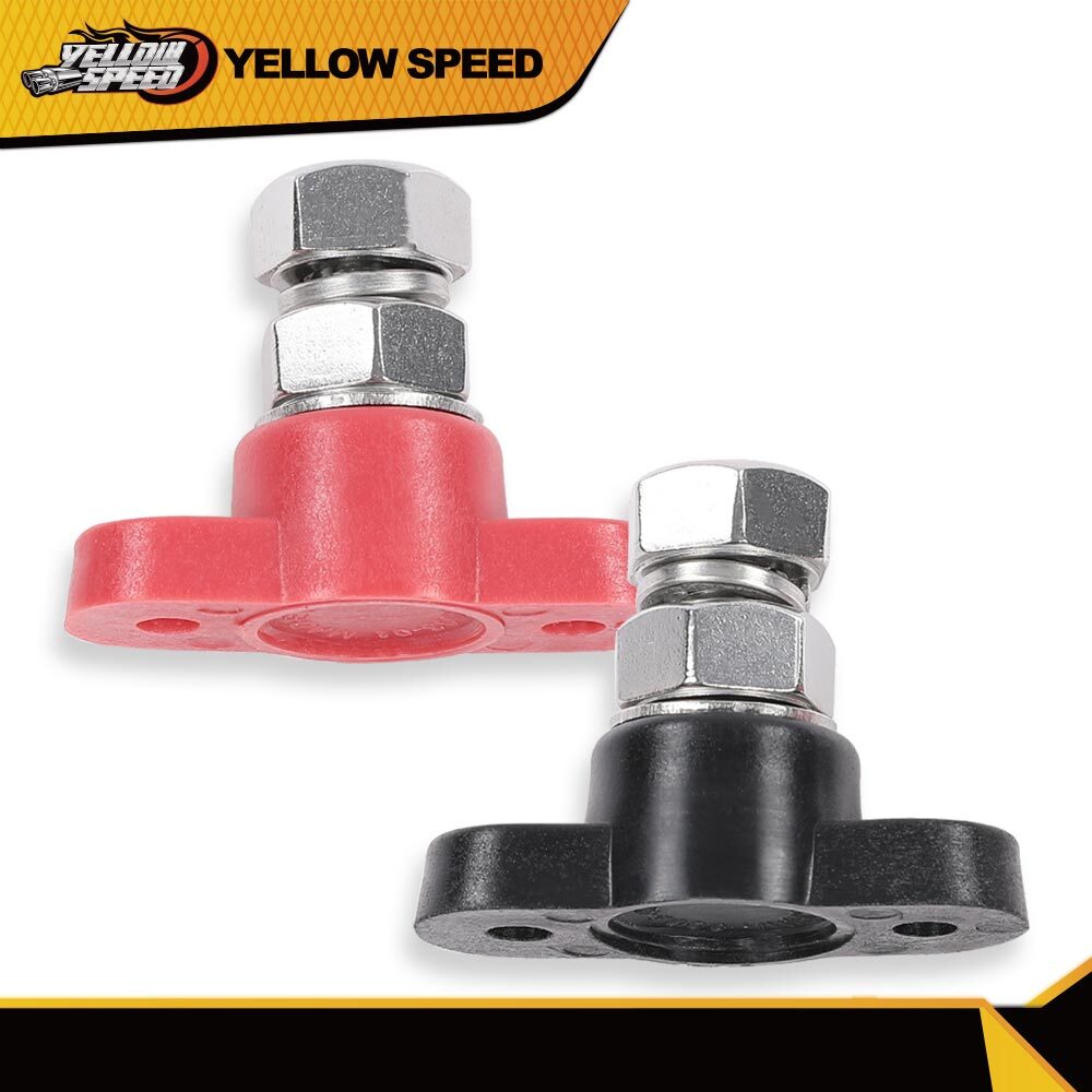Red & Black Junction Block Power Post Set Insulated Terminal Stud 3/8"