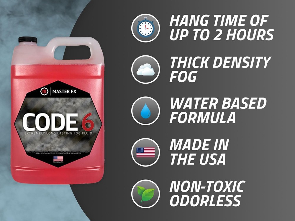 Master Fog - Code 6 Fog Fluid - 1 Gallon - Long Lasting Fog Solution