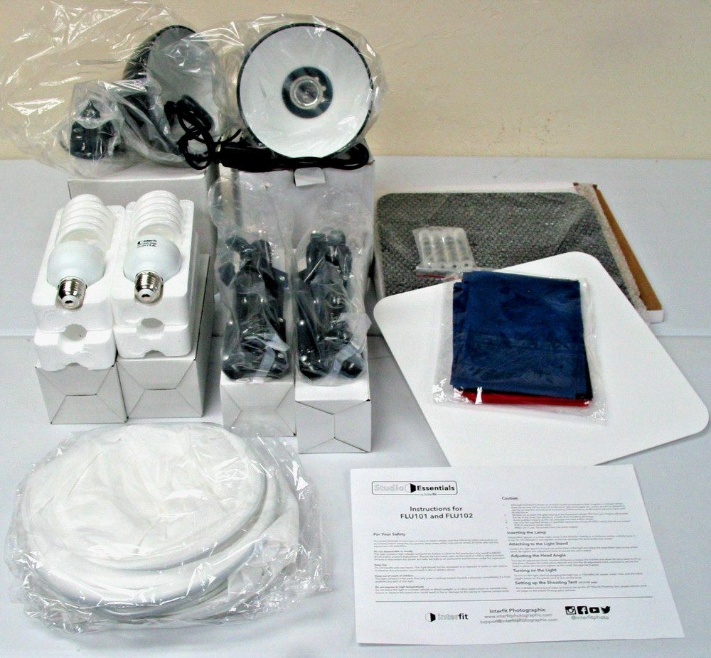 Studio Essentials Table Top Studio Light Kit FLU102, Tent, 2 Lights & Stands +