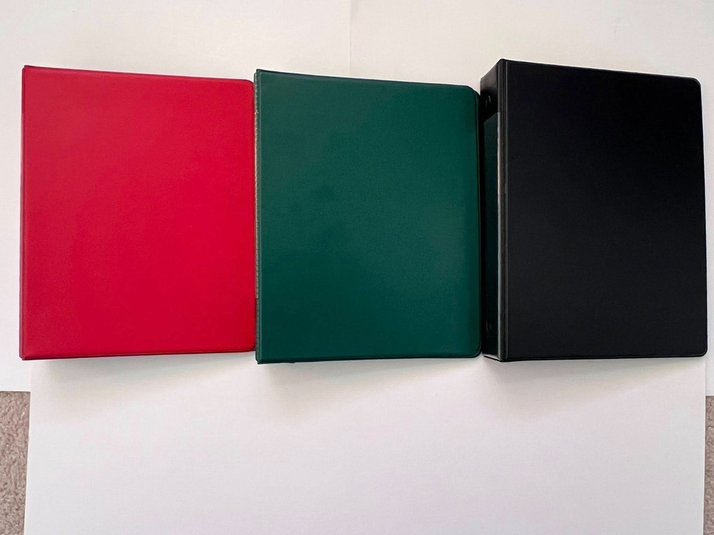 3-ring Binder for #2 Dealer Sales Pages ( 5.5 x 8.5)  3 color Red, Green, Black.