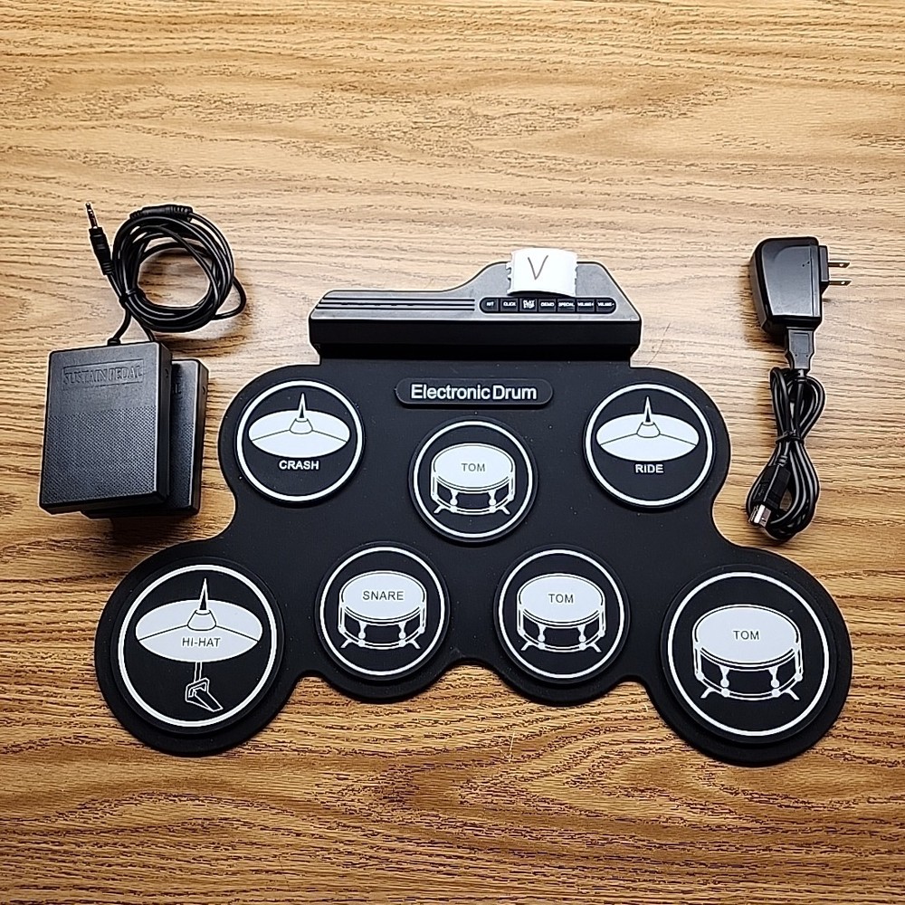 Drum Set Practice Pad Electronic Drum Pad With Pedals - Tested Works