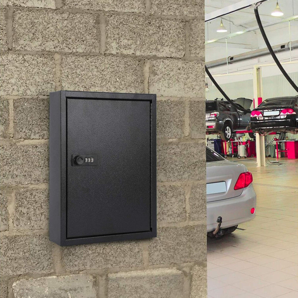 Locking Key Cabinet, 60 Key Storage Lock Box with Code, Key Box Wall Mount with