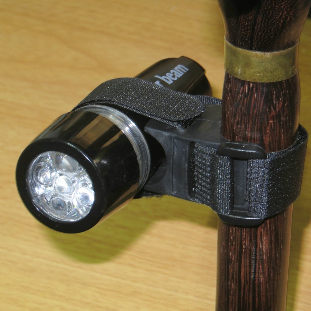 Walking Stick Cane Strap Handle Black LED Light Adjustable fixed