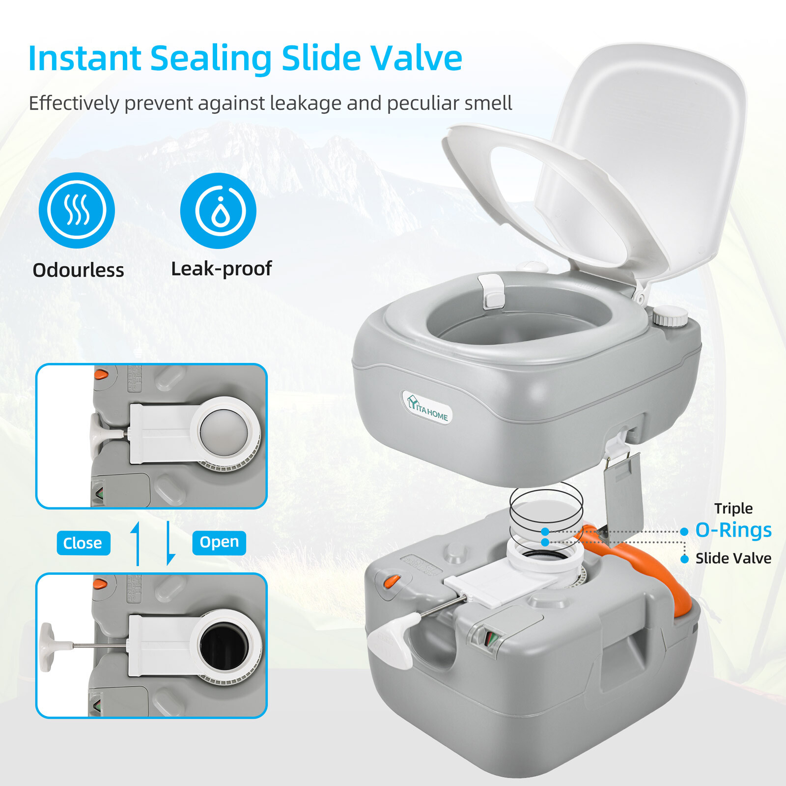 5.8 GAL Portable Toilet & 17L Portable Sink w/ Hand Sprayer for Outdoor Camping