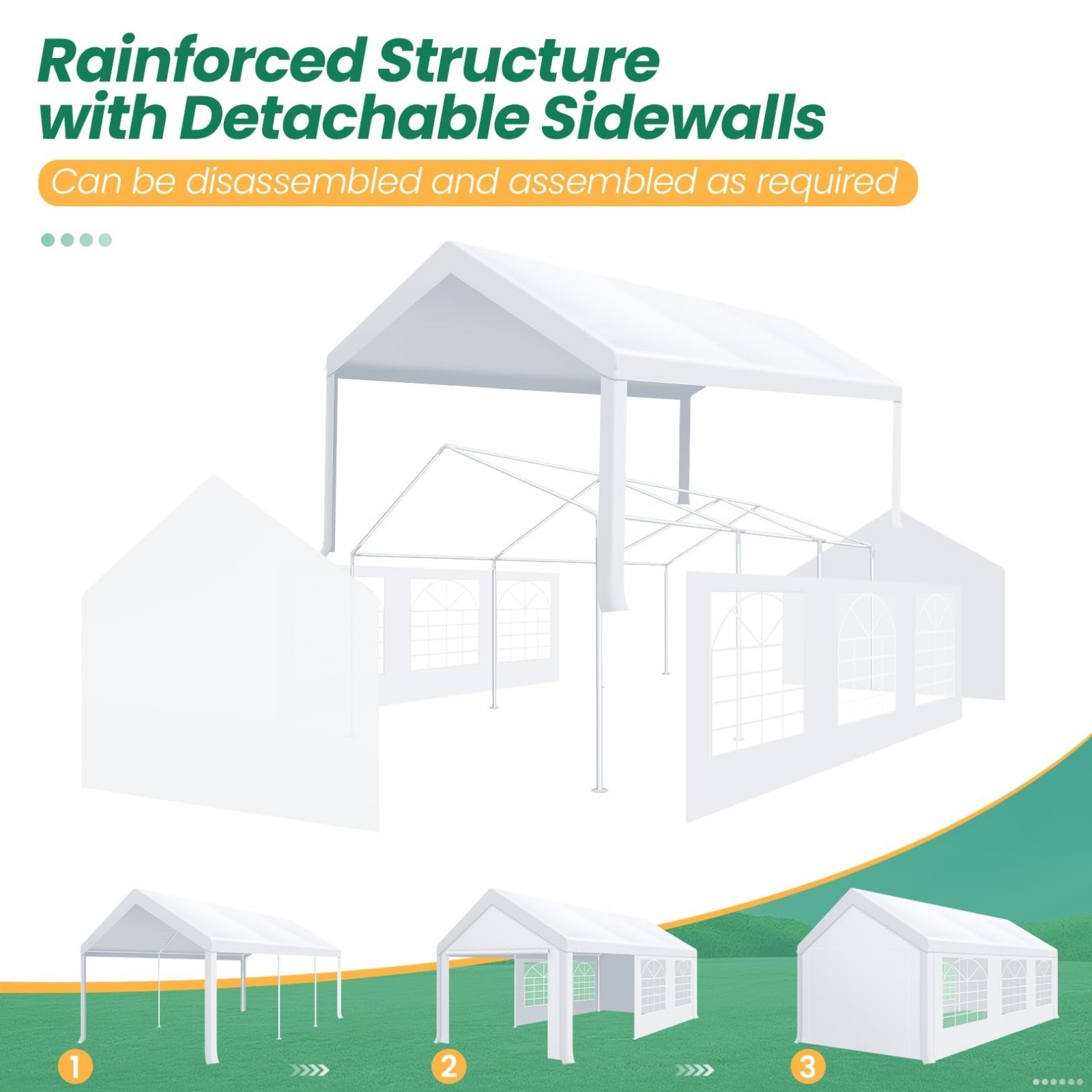 Heavy Duty 20x40ft Party Tent Outdoor Garage Commercial Carport with Sidewalls