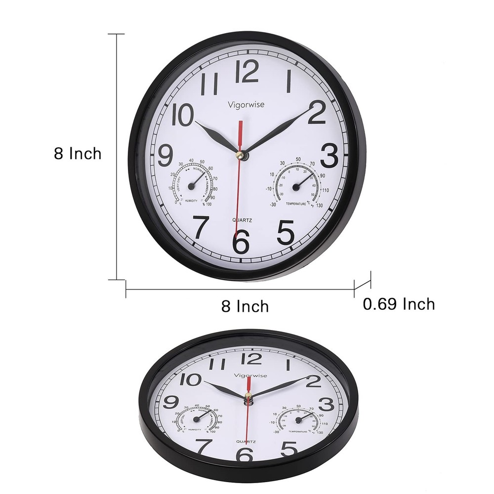 Wall Clock, Sweep Silent Movement Accurate Clocks with Temperature & Humidity...