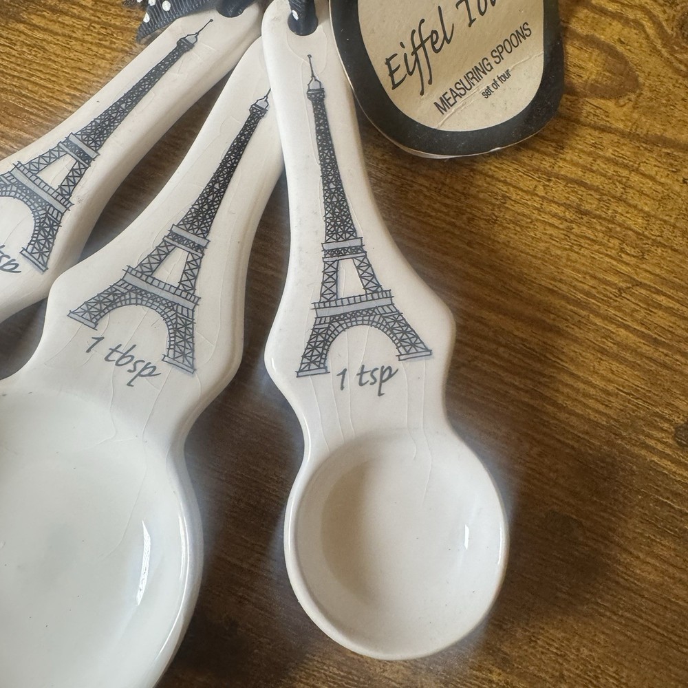 Boston Warehouse Eiffel Tower Ceramic Measuring Spoons Paris Decor 3 Pc Set