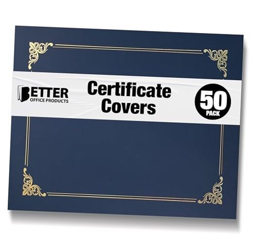 50 Pack Certificate Holders, Diploma Holders, Document Covers with Gold Foil