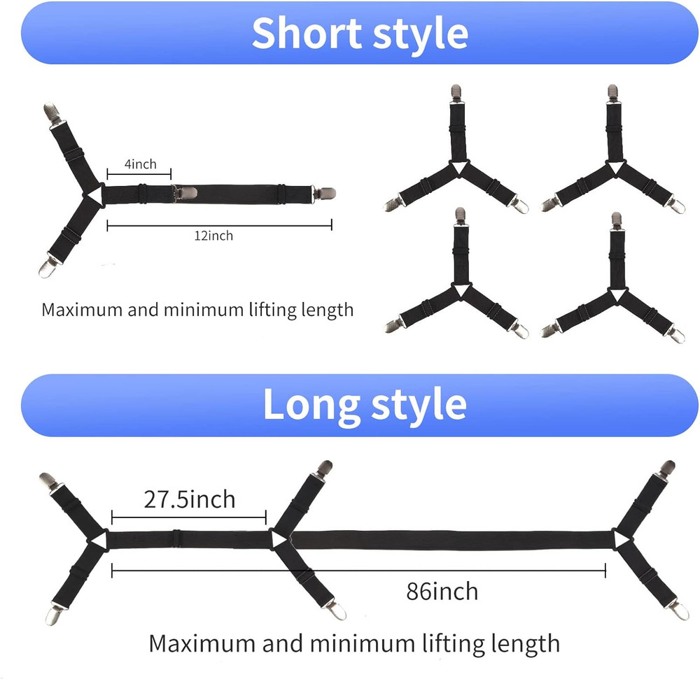 Luyena Bed Sheet Straps,4+1 Pcs Fitted Sheet Clips Holder,Upgraded Triangular Sh
