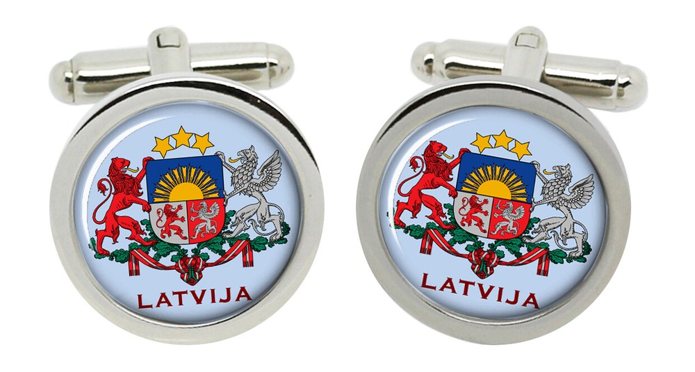 Latvia Round Cufflinks in Box