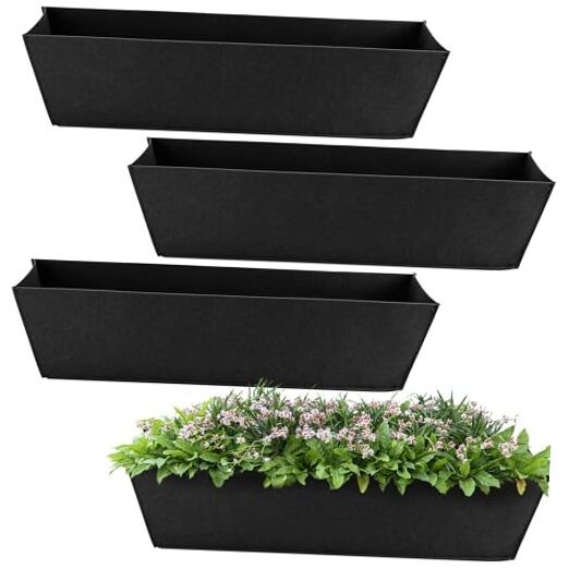Pcs 30 Inch Fabric Plant Window Box Liners-Rectangular Non-Woven 4 30in-black