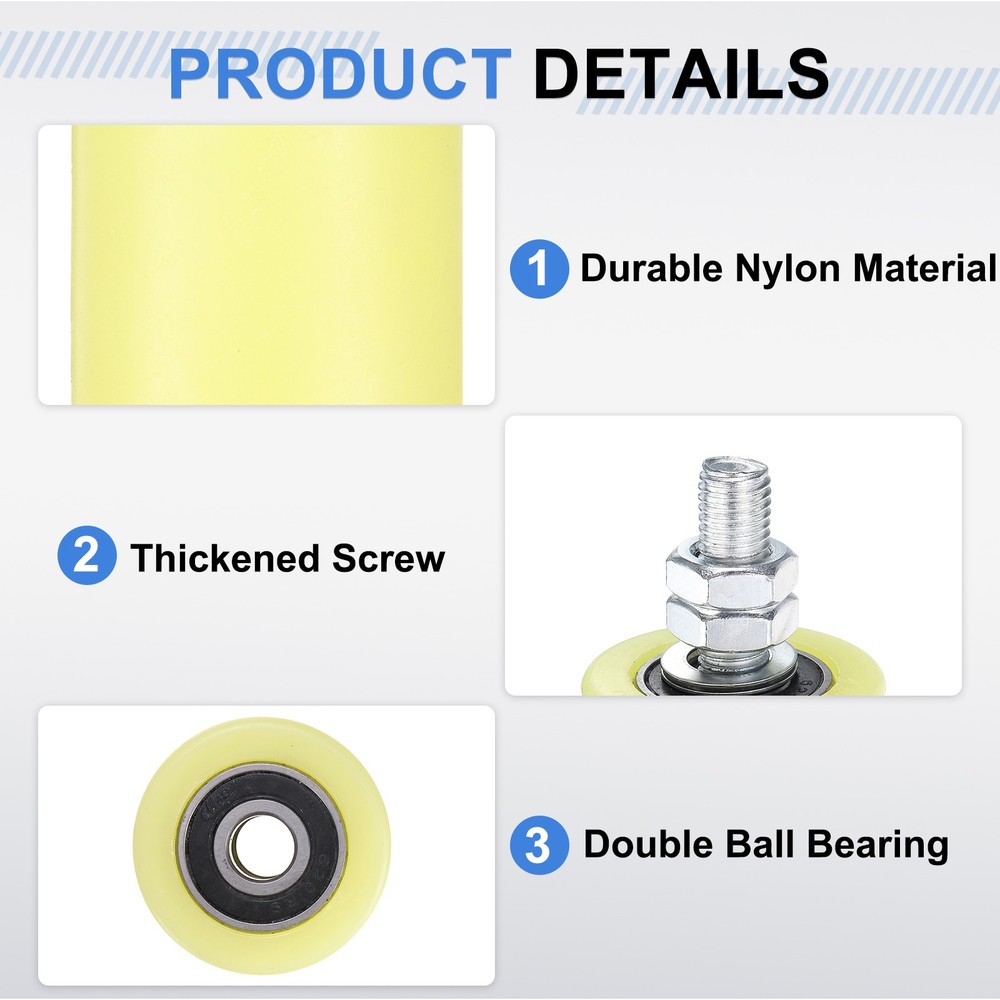 2Pcs Slide Gate Guide Roller 2" Nylon Sliding Gate Support Assembly, Yellow