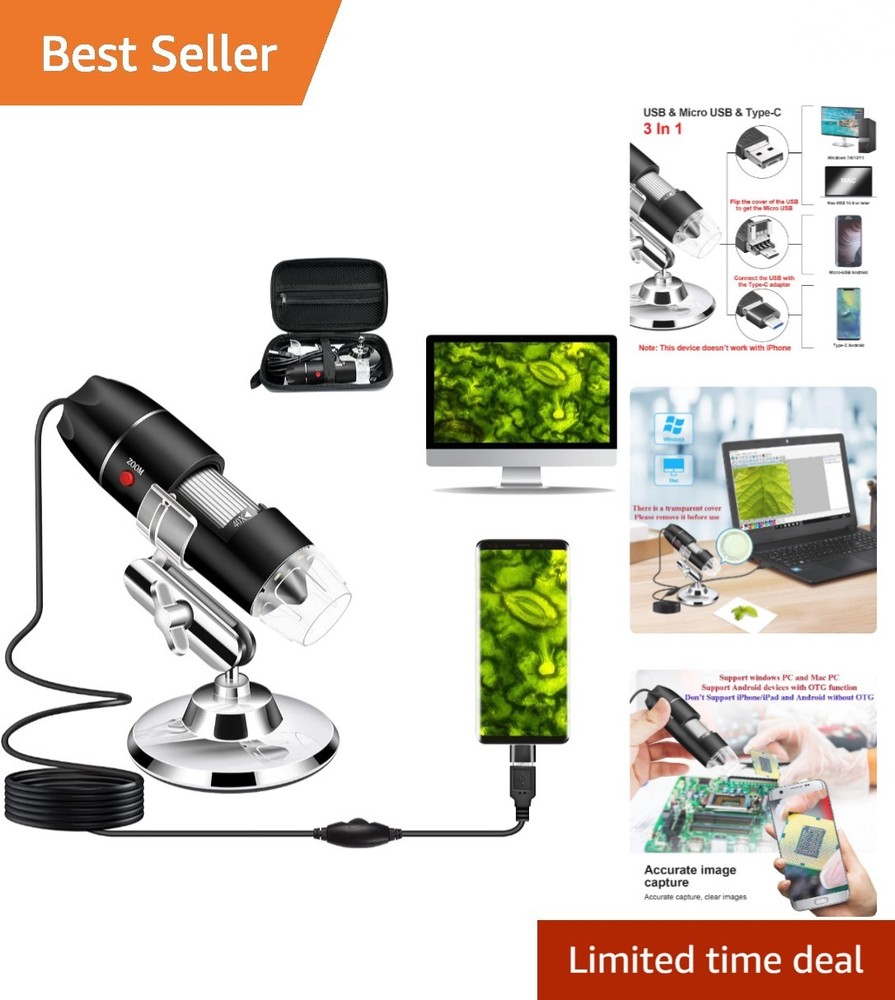 LED-Powered USB Microscope with Carrying Case – Explore the Microworld Anywhere