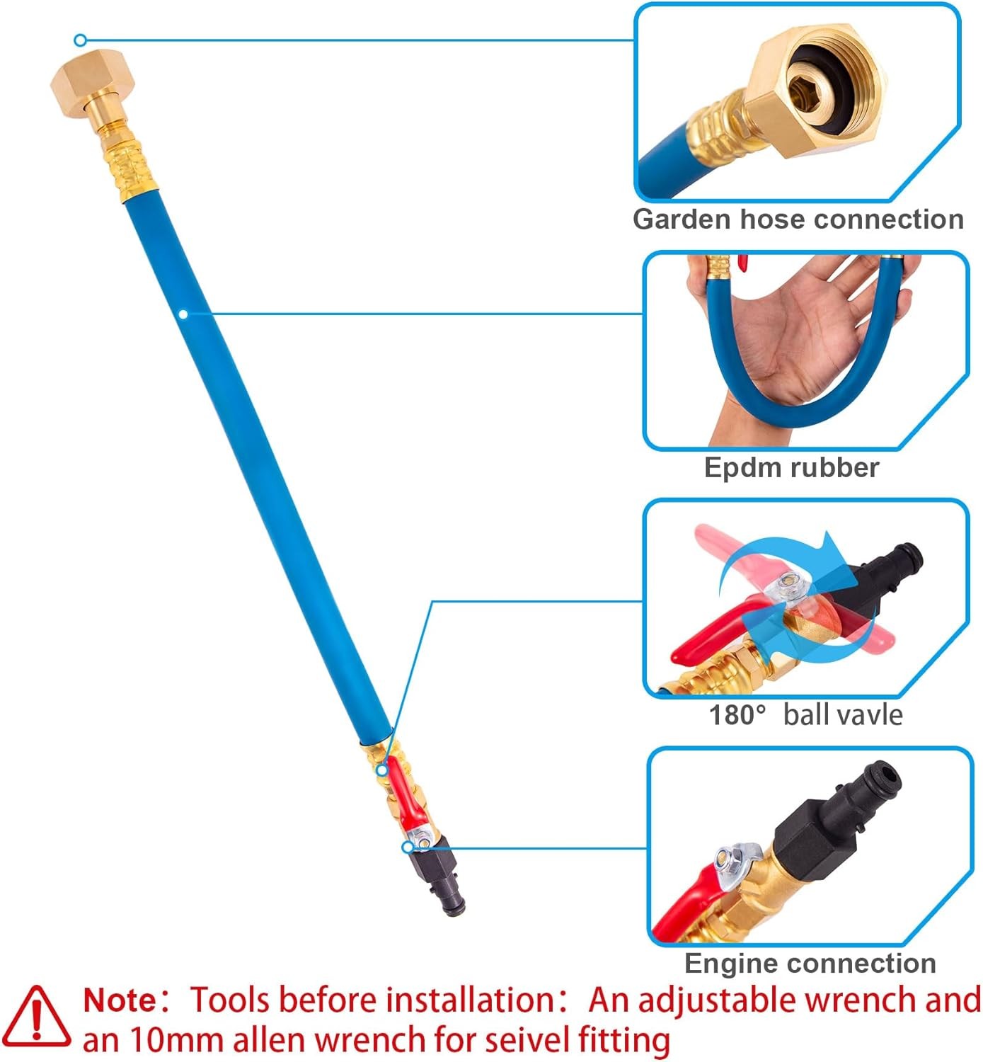 Flush Hose Fitting Kit for Yamaha WaveRunner Jet Ski Boat PWC VX FX GP Blue