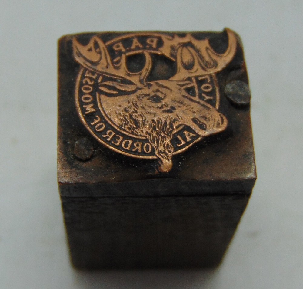 Printing Letterpress Printer Block Tiny Moose Head