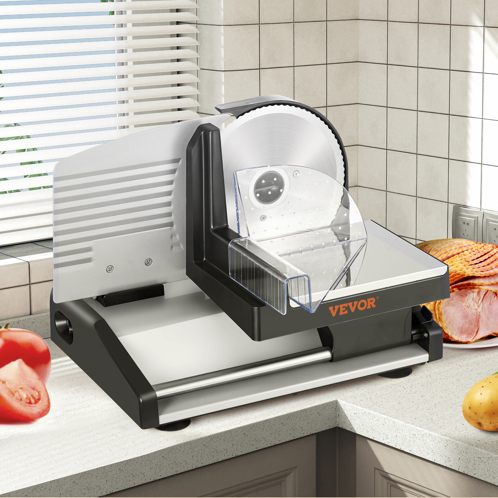 VEVOR 7.5" Electric Meat Slicer 200W Deli Meat Food Cutter Slicer Kitchen Home