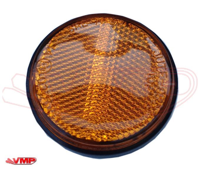 Motorcycle Side Orange Reflector Round E Marked Bolt Stud Fixing 59mm