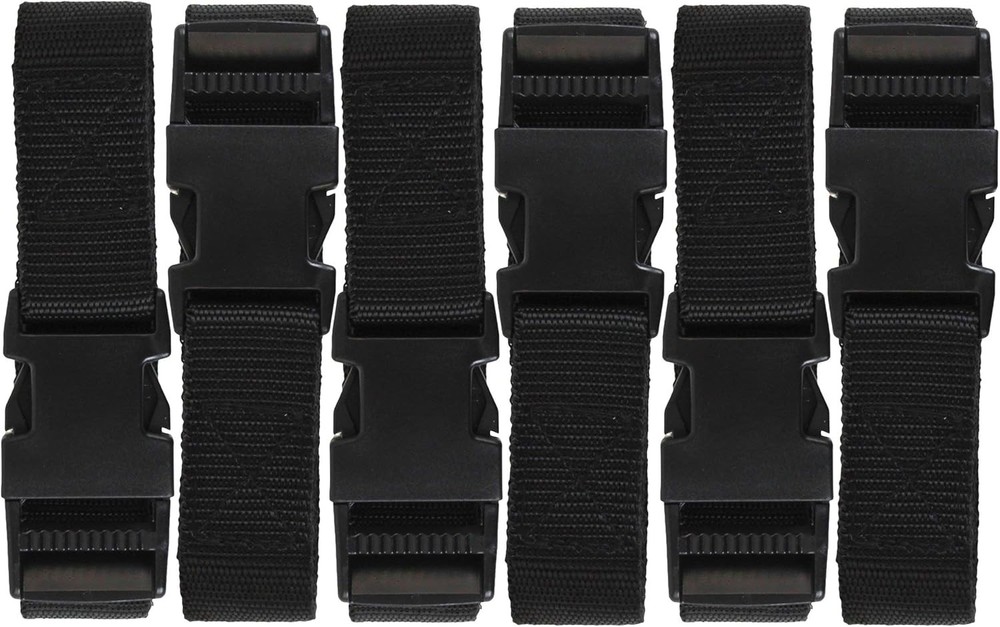 Utility Strap with Quick-Release Buckle, Black, 6-Pack, Black 72-Inch