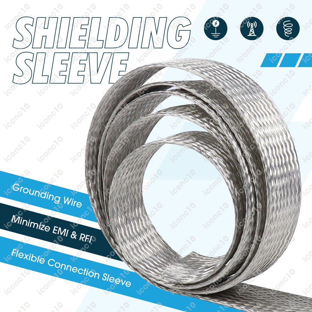 Tinned Copper Braided Ground Strap Wire, Flexible EMI RFI Shielding Wire Sheath