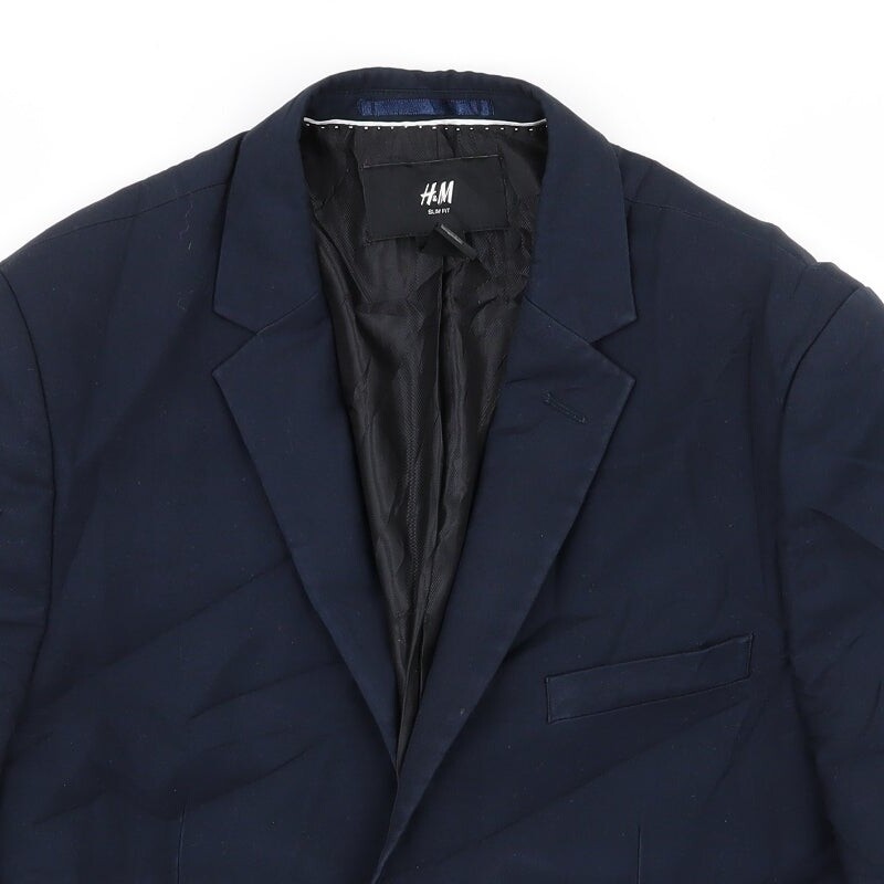 H&M Mens Blue Polyester Blend Blazer Size 36