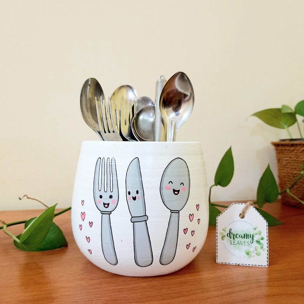 Custom Hand-Painted Utensil Holder – Personalized, Functional, Decorative Design