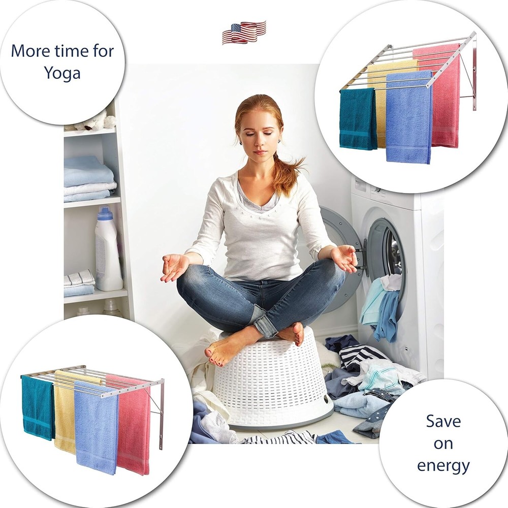 Multi-Position Stainless Steel Clothes Drying Rack | 30" Wide | Easy Install