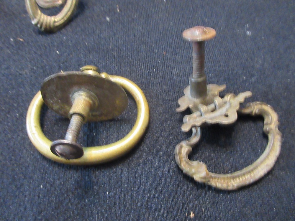 2 ROUND SOLID BRASS DRAWER DROP PULLS, ROUND ONES, 2" WIDE #102