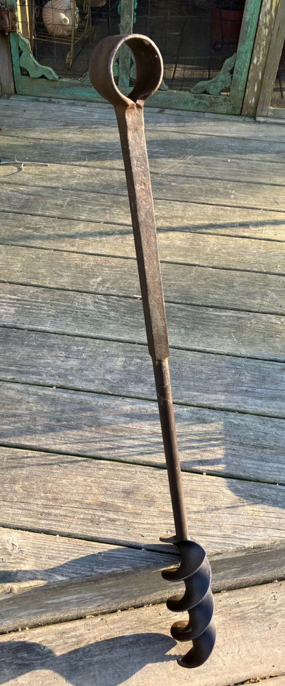 Antique 35" Hand Forged 3" T Handle Auger