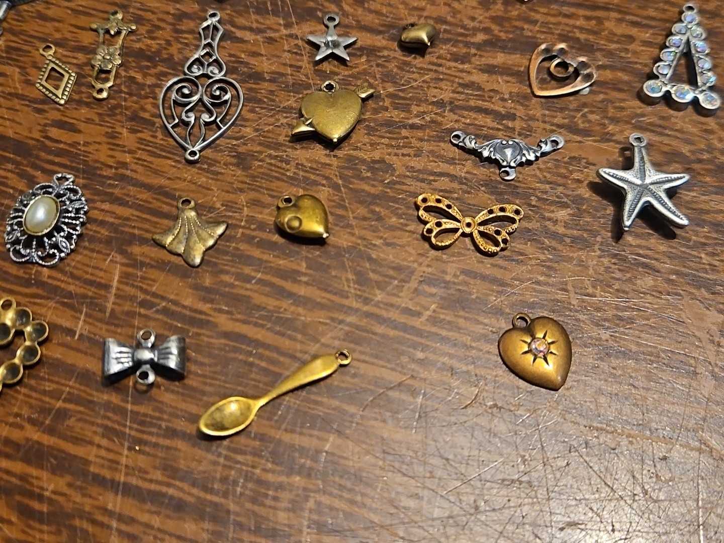 Lot Of 50 Mixed Parts Pcs France Vintage 60s Brass Stampings Findings Jewelry 22