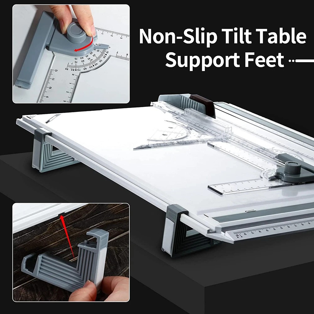 A3 Portable Drawing Board, Multi-Function Metric Drafting Table with Clear Rule