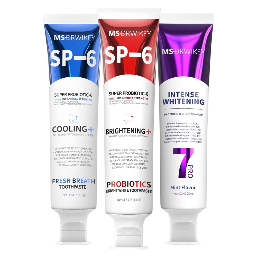 MSDRWIKEY 3-Pack Toothpaste Bundle | SP-6 Whitening & Cooling & 7-Pro